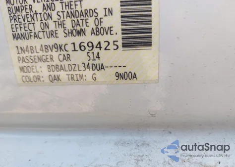 2019 Nissan Altima 2.5 S из США, поврежденный, VIN 1N4BL4BV9KC169425